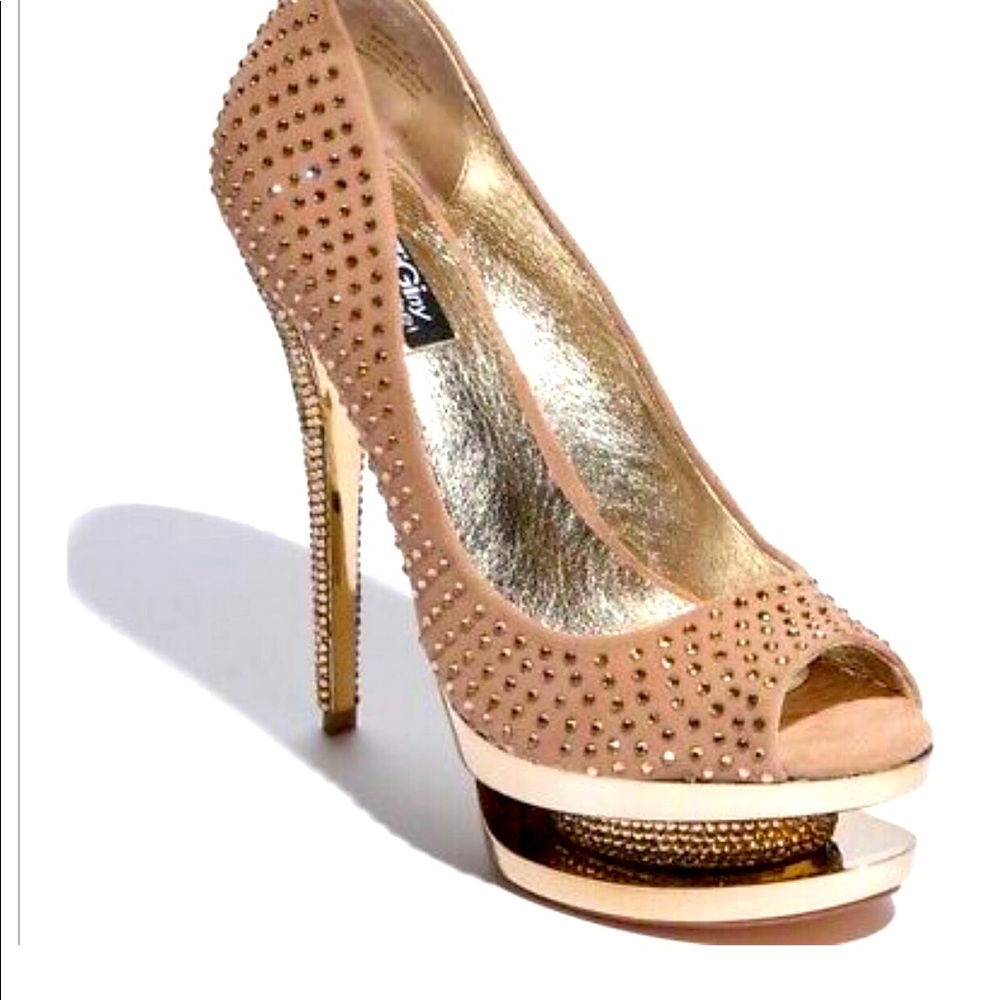 ZigiNY BLACK LABEL SUEDE STONES DAZZLING HEELS